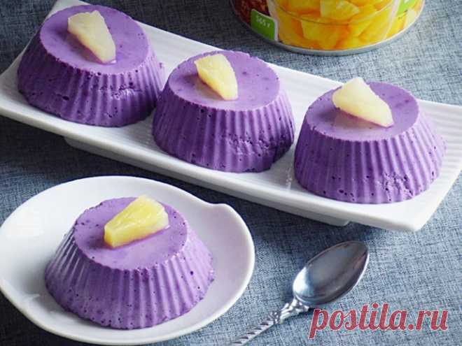 ​Творожный десерт с черникой