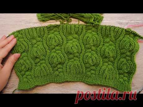 Узор «Двойная коса на петлях бриошь» 🐉 Braid cables in Brioche Stitche