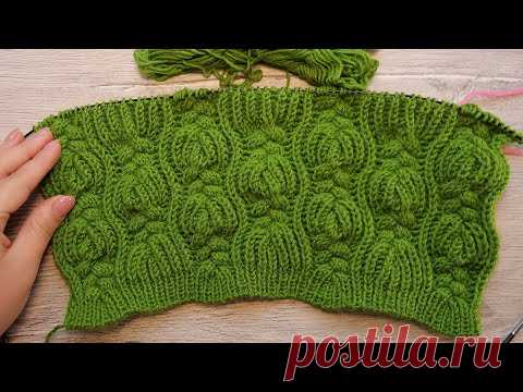 Узор «Двойная коса на петлях бриошь» 🐉 Braid cables in Brioche Stitche