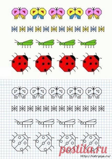 Рисунки по клеточкам! Развитие ребенка!