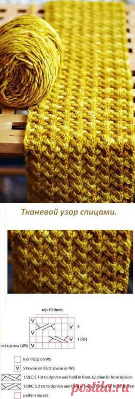 Тканевый узор спицами