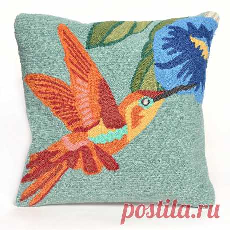 Amazon.com: Liora Manne Whimsy de pájaro y flores almohada, sky: Jardín y Exteriores