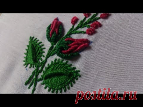 Hand embroidery designs.Beautiful tiny design for dresses.Bullion knot stitch.