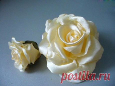 Роза из атласных лент