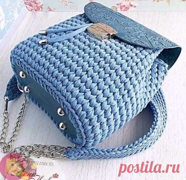 ​Рюкзачки крючком из трикотажной пряжи