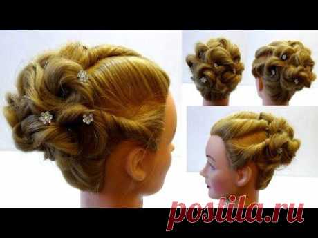 Свадебная прическа на длинные волосы. Прическа на выпускной. Wedding hairstyle.Peinados - YouTube
