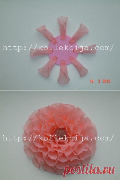 Георгин из шифона | Своими руками — интернет журнал