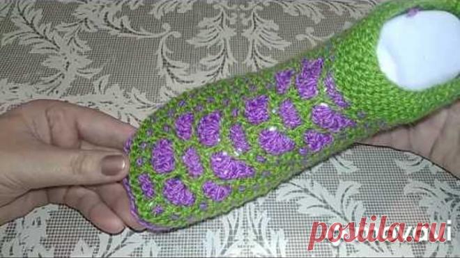 МК /ФИАЛКИ/СЛЕДОЧКИ НА ДВУХ СПИЦАХ БЕЗ ШВОВ.ЧАСТЬ1