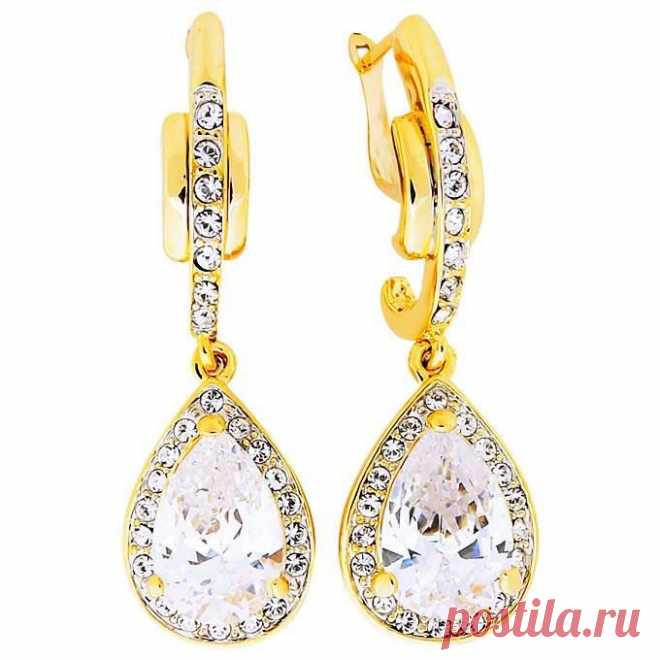 Серьги под золото Crystal Shik