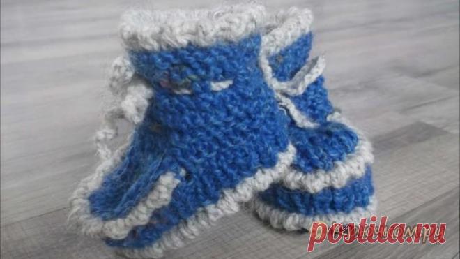 Простые пинетки на двух спицах (фото мастер-класс)