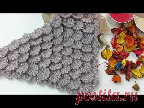 осенние листья весны 💯👌 как связать модель треугольной шали крючком