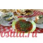 Постный борщ с пампушками и постные пироги Кулинарный рецепт