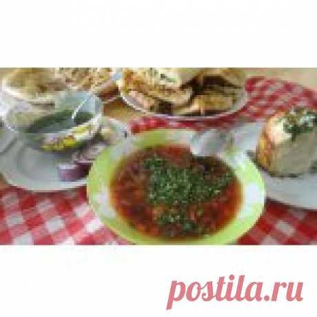 Постный борщ с пампушками и постные пироги Кулинарный рецепт