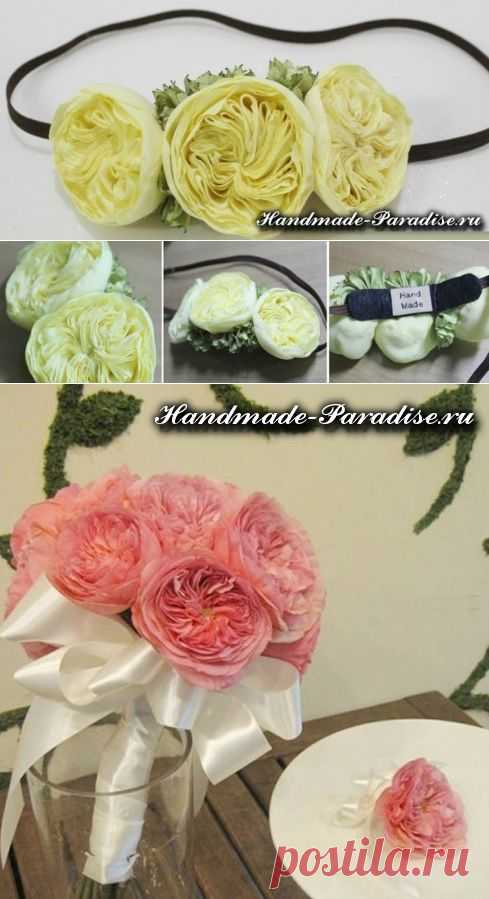 Английская роза Дэвида Остина из ткани. МК | HandMade