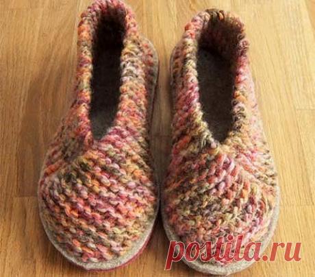 Домашние тапочки (Вязание спицами) | Журнал Вдохновение Рукодельницы