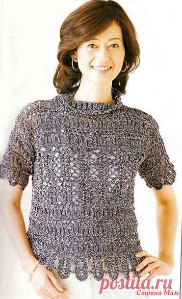 . Серебристо серая ажурная кофточка. - Все в ажуре... (вязание крючком) - Страна Мам
