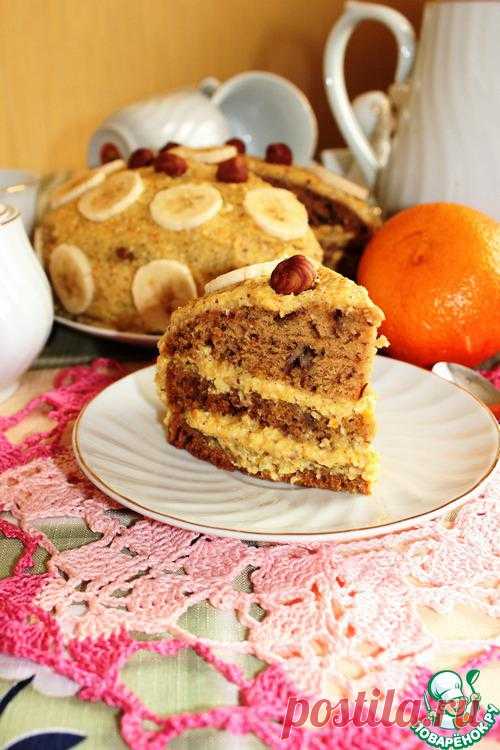 Апельсиновый торт с орехами и бананом (постный).