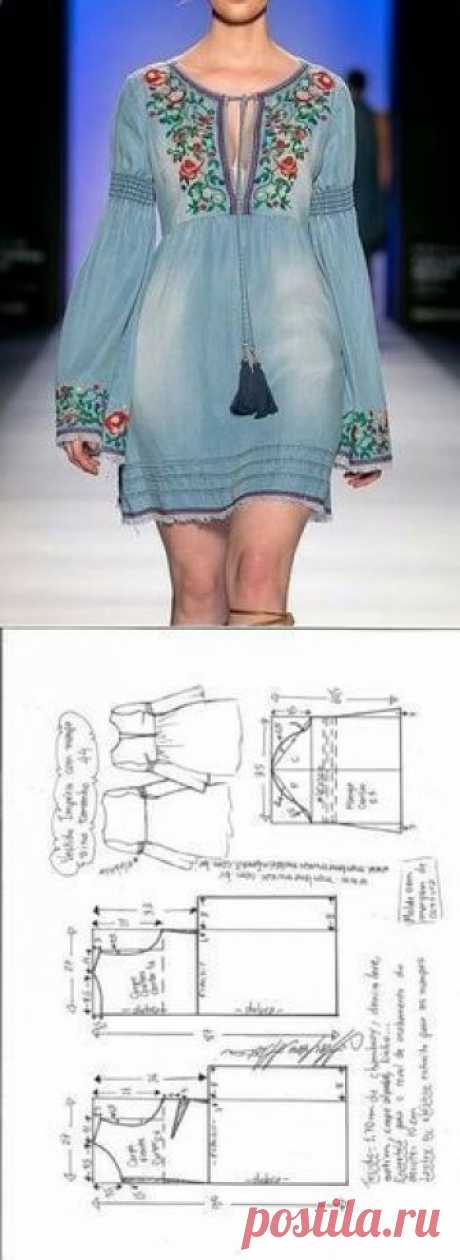 Embroidered jeans dress...