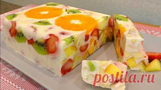 Только молоко, сметана и фрукты, самый вкусный и полезный десерт без желатина и без выпечки. | Валентина Сидорова | Дзен