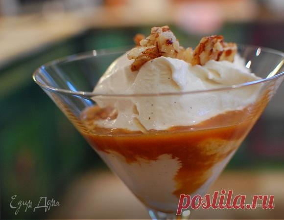 Ванильное мороженое с карамельным соусом и миндальной нугой | Официальный сайт кулинарных рецептов Юлии Высоцкой