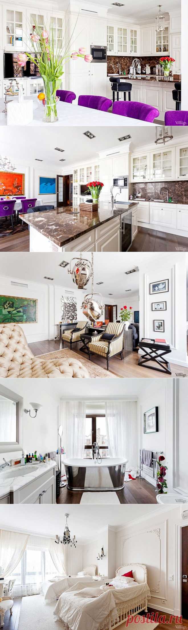 Нееежный интерьер квартиры - Роскошь и уют
Эта современная квартира вполне может стать примером для тех, кто желает что-то изменить в своем жилище. Общий стиль квартиры – неоклассицизм. Шикарная мебель от Ralph Lauren Home, которая сочетает в себе классику и современный декор, подчеркивает, что хозяева квартиры живут в ногу со временем, ценя уют и комфорт.