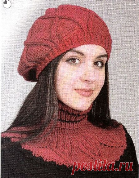 Берет и манишка спицами