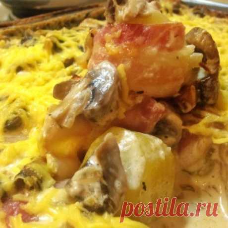 Запечённая картошечка с беконом в сырно-грибном соусе - вкус божественен! - МирТесен