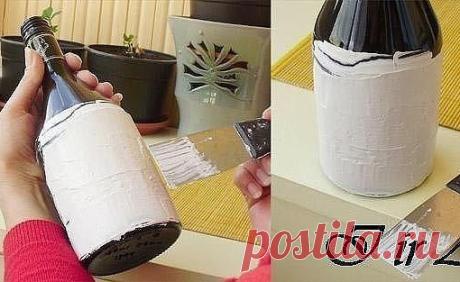 Имитация кирпичной кладки на стеклянной бутылке
Понадобится:
-бутылка,
-шпатлевка,
Показать полностью…