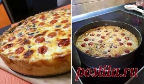 Обалденный открытый пирог Киш-лорен с курицей и грибами