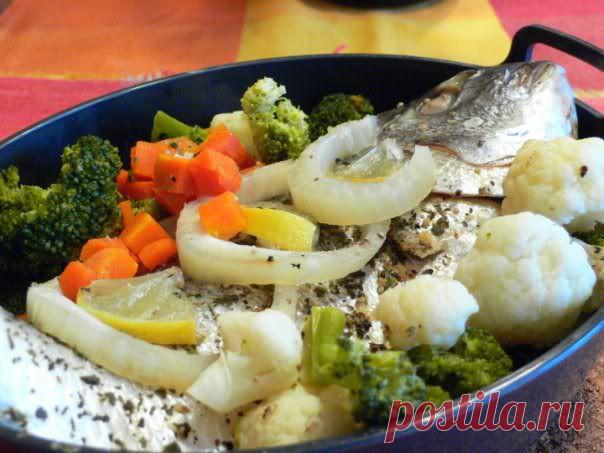 Рецепт Сибас на пару с овощами рецет