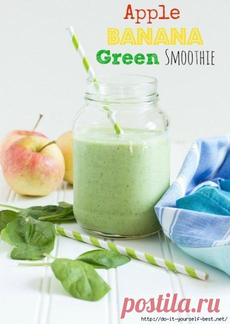 Яблочно-банановый зеленый смузи