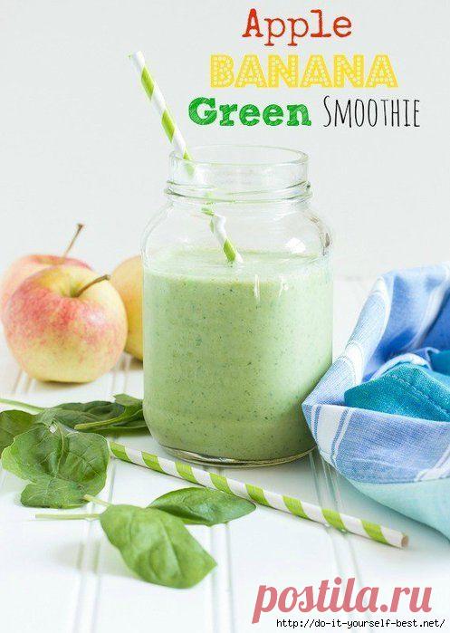 Яблочно-банановый зеленый смузи