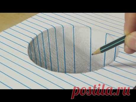 Drawing a Round Hole  - Trick Art with Graphite Pencil - By Vamos