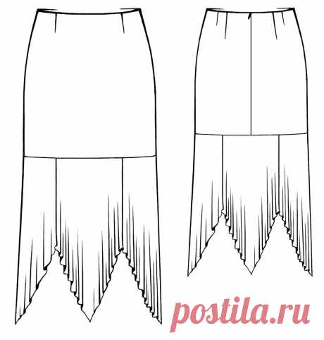 ЮБКА С КОСЫМИ ВОЛАНАМИ