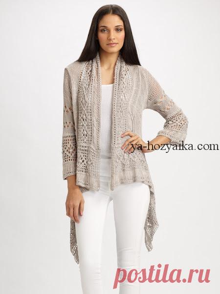 Жакет с мережкой

Жакет спицами и крючком с красивой мережкой.

Мережка на спицах:

Это обычная 