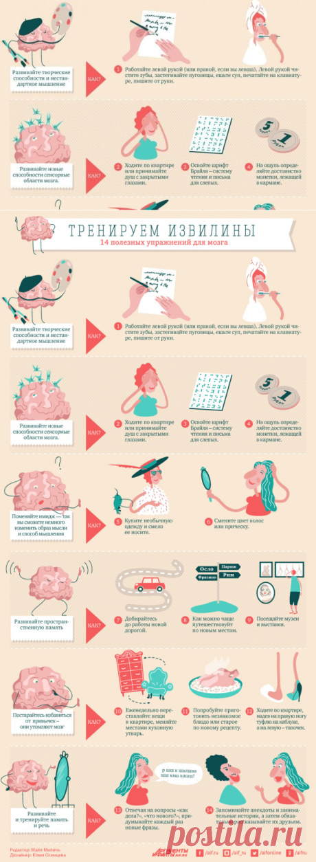 Тренируем извилины. 14 полезных упражнений для мозга | Инфографика | Аргументы и Факты