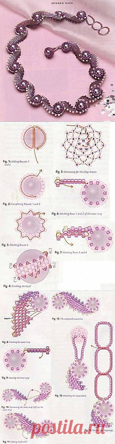 (46) Розовое колье / Колье, бусы, ожерелья / Biserok.org | Takı