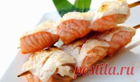 Диетический шашлык из рыбы и морепродуктов