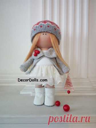 Textile Soft Doll, Christmas Nursery Doll, Handmade Love Doll, Winter – Decor Dolls