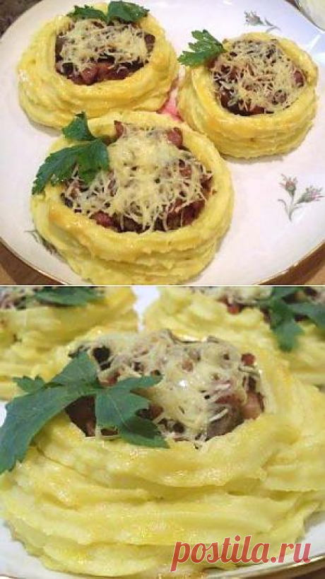Картофельные корзинки с грибами и ветчиной рецепт с фото - рецепты с фото