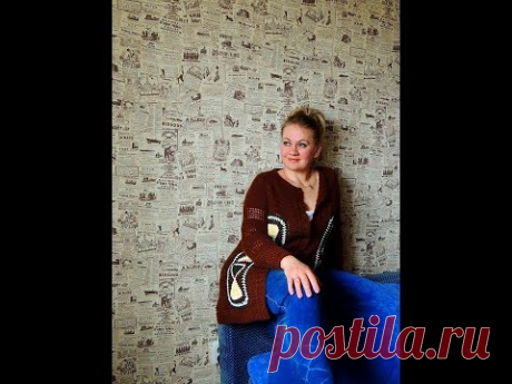 Кардиган крючком &quot;Песочные часы&quot;.