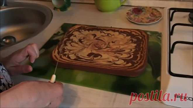 Очень вкусный манник 'Зебра' на кефире, с рисунком.Рецепт.Сохраняйте