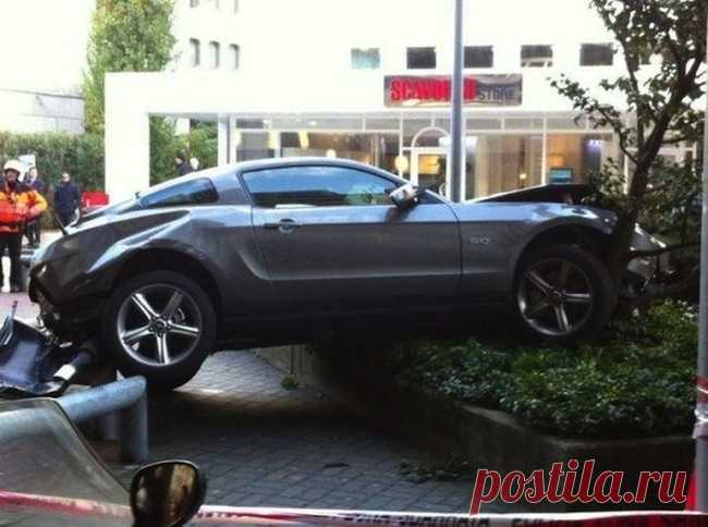 15-метровый полет на Ford Mustang GT 5.0 V8 (6 фото) . Тут забавно !!!