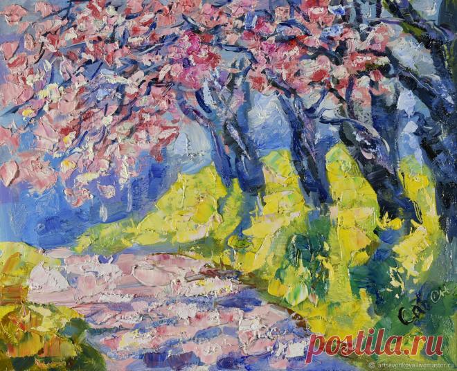 Картина Цветущая сакура весенний пейзаж живопись для интерьера – купить онлайн на Ярмарке Мастеров – R3KRCRU | Картины, Санкт-Петербург Картина Цветущая сакура весенний пейзаж живопись для интерьера в интернет-магазине на Ярмарке Мастеров. Картина Цветущая сакура весенний пейзаж живопись парк аллея

оргалит, масло, 20,5 х 25,5 см., без рамки

Картина написана масляными красками на загрунтованном оргалите. Покрыта защитным слоем лака.