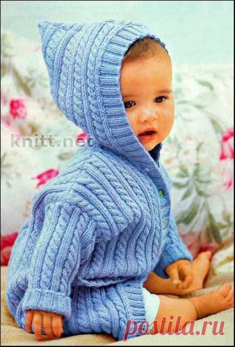 Пальто-кофта голубого цвета для ребенка | knitt.net | Все о вязании