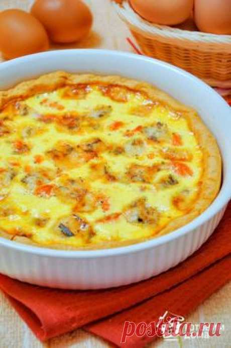 Рецепт Пирог с лососем и сыром (киш лорен)