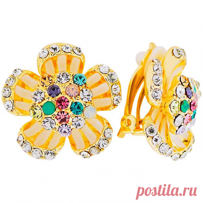 Клипсы "Цветок" Tutti Frutti
Бренды Бижутерия 	Tutti Frutti
Материал 	кристаллы Swarovski, Под золото, Эмаль