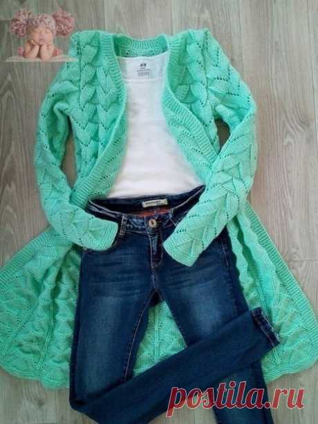 Мятный кардиган (Вязание спицами) – Журнал Вдохновение Рукодельницы