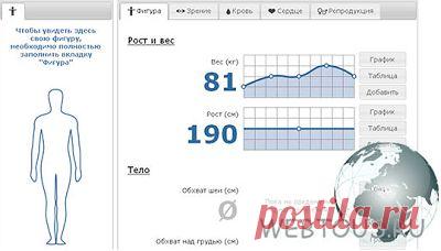 Онлайн сервис контроля состояния здоровья: оценить, как менялись во времени показатели Вашего веса, давления, остроты зрения и пр. Сервис не только хранит все данные, но и вовремя предупредит о подозрительной динамике!