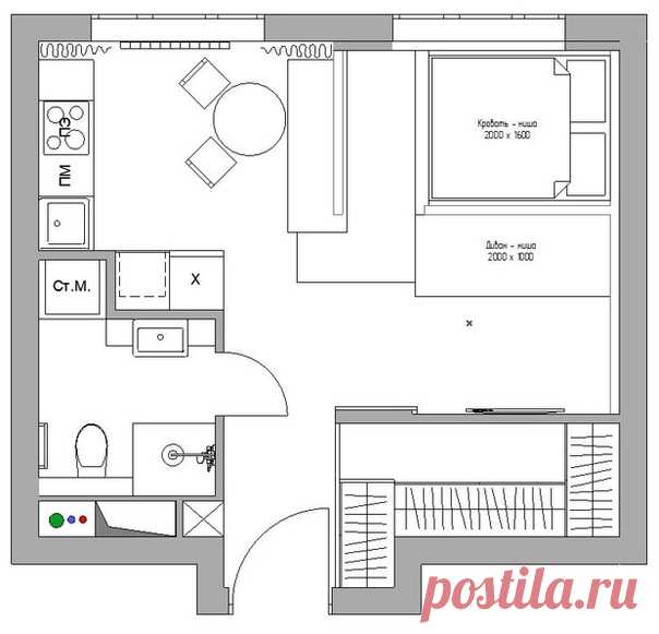 35 м² Дизайнер Виктория Волко